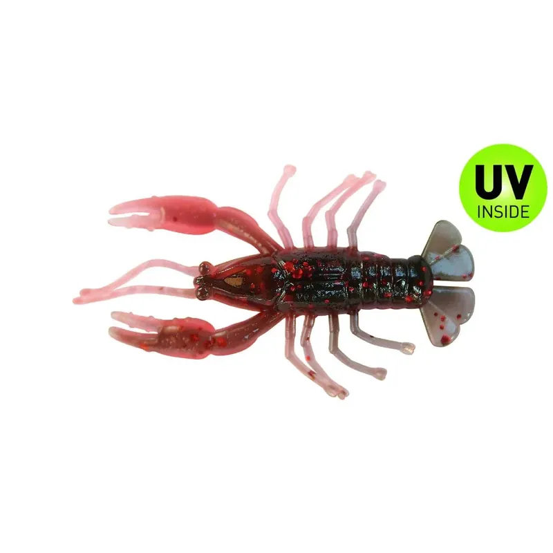 Weekendaanbieding Relax Baby Crawfish 3,5 cm (1,5") Blutrot Schwarz Rot-Glitter 5 Stück