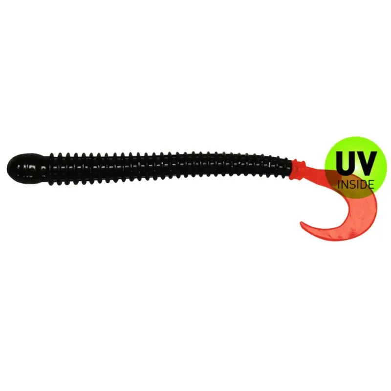 Veilige Betaling SX Drop Shot Ringer Worm 10,5 cm (4") Black Firetail 5 Stück