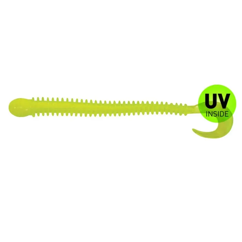 Veilige Betaling SX Drop Shot Ringer Worm 10,5 cm (4") Chartreuse White Core 5 Stück